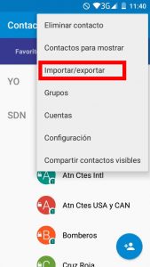 importar exportar android gmail